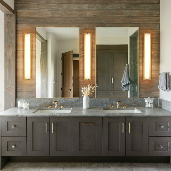 Farmhouze Light - White Glass Dimmable LED Brass Long Linear Vanity Wall Light - Wall Sconce - 26 in - 