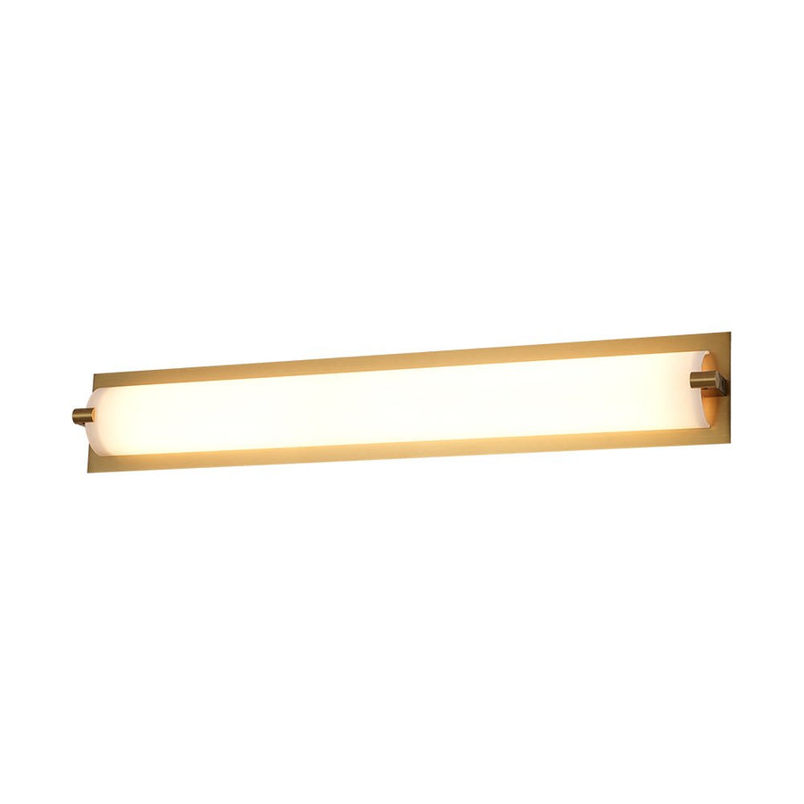 Farmhouze Light - White Glass Dimmable LED Brass Long Linear Vanity Wall Light - Wall Sconce - 26 in - 