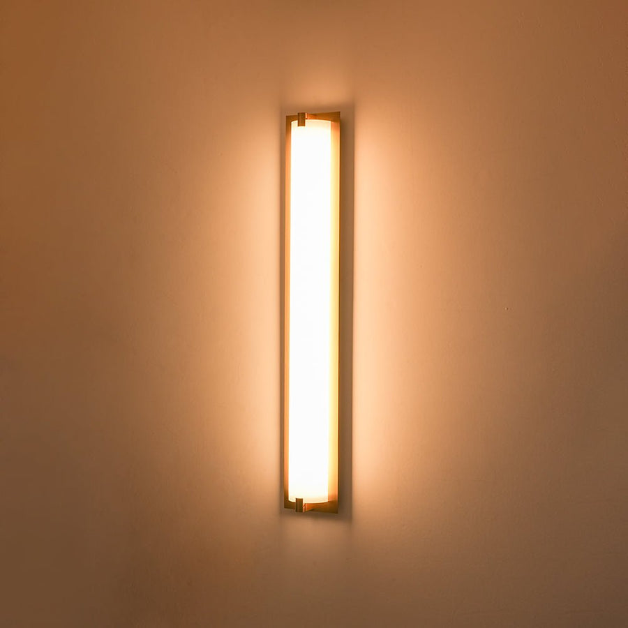 Farmhouze Light - White Glass Dimmable LED Brass Long Linear Vanity Wall Light - Wall Sconce - 26 in - 