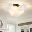 Load image into Gallery viewer, Farmhouze Light-White Glass Globe Cluster Bubble Semi-Flush Mount-Ceiling Light-Black (Back Order)-
