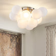 Load image into Gallery viewer, Farmhouze Light-White Glass Globe Cluster Bubble Semi-Flush Mount-Ceiling Light-Nickel (Back Order)-
