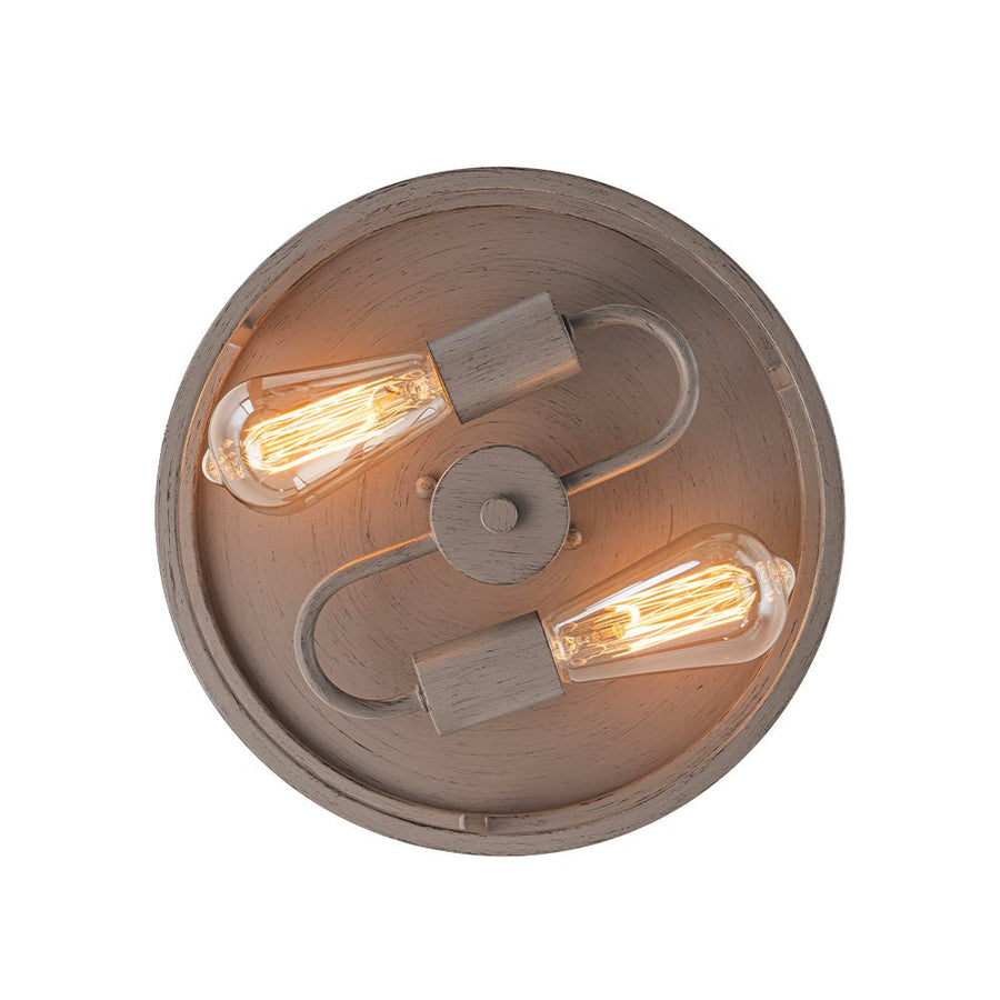 Farmhouze Light - Whitewashed Brown Wood Grain Drum Flush Mount Light - Ceiling Light - 11.8 in - 