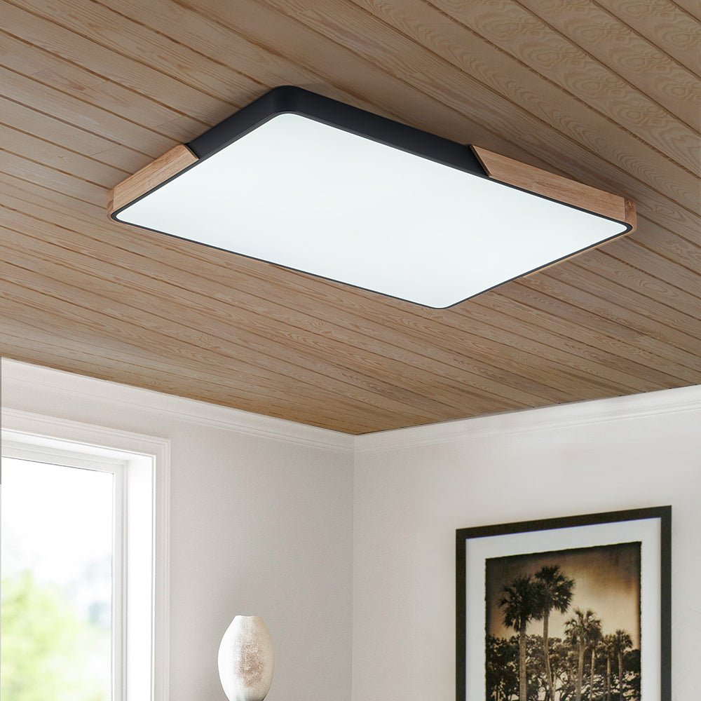 Wood Rectangle LED Ceiling Light | Farmhouze Light | Square Flush Mount ...