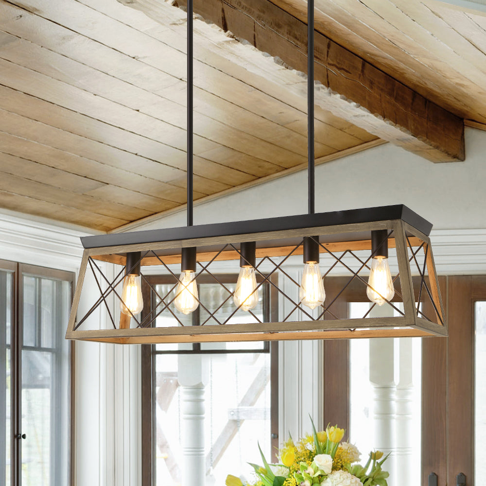 Farmhouse Rectangular Cage Kitchen Chandelier | Farmhouze Light ...