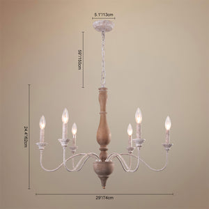 Farmhouse Wood Octopus 6 Light Chandelier