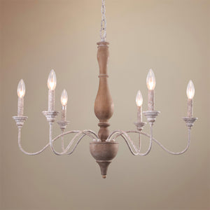 Farmhouse Wood Octopus 6 Light Chandelier