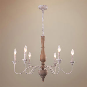 Farmhouse Wood Octopus 6 Light Chandelier