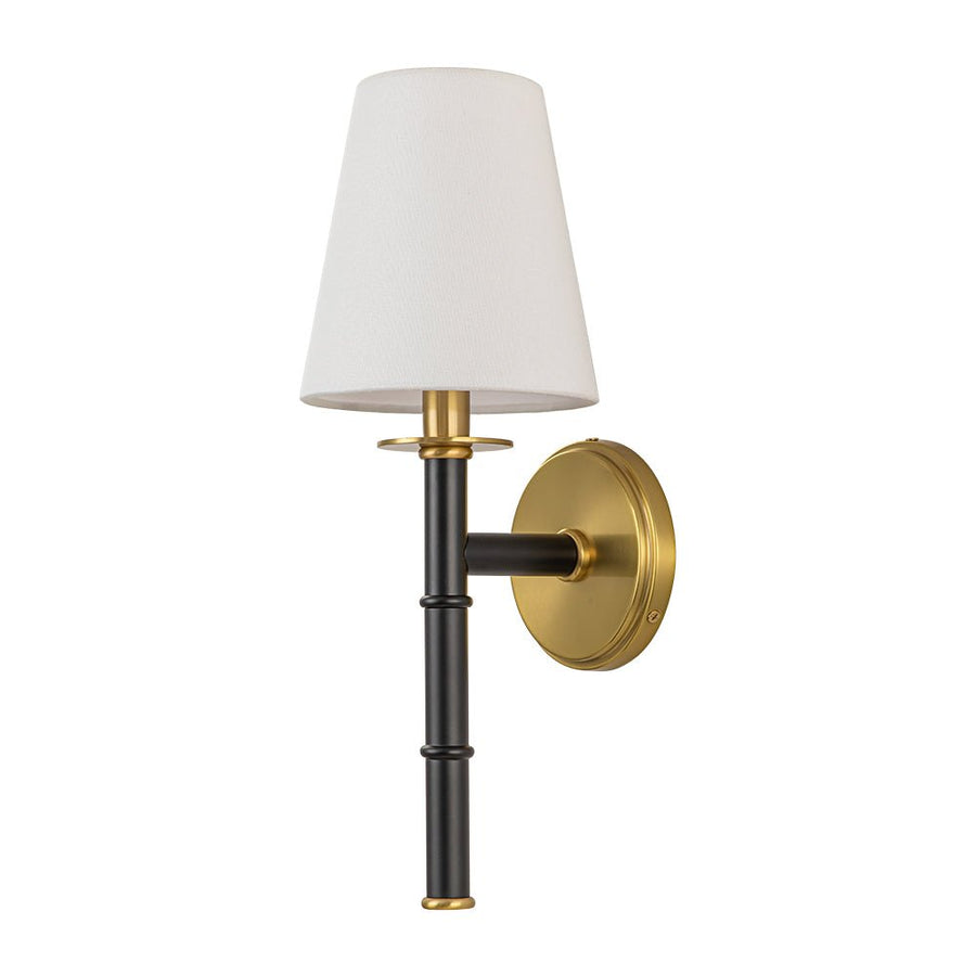 Farmhouze Light-1-Arm Aged Brass Linen Cone Shade Wall Sconce-Wall Sconce-1-Light-