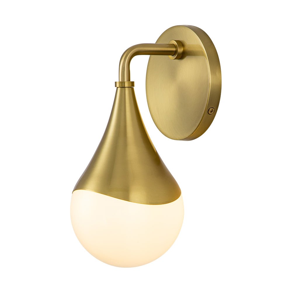 Farmhouze Light-1-Light Antique Brass Opal Glass Globe Wall Sconce-Wall Sconce-1-Light-Brass