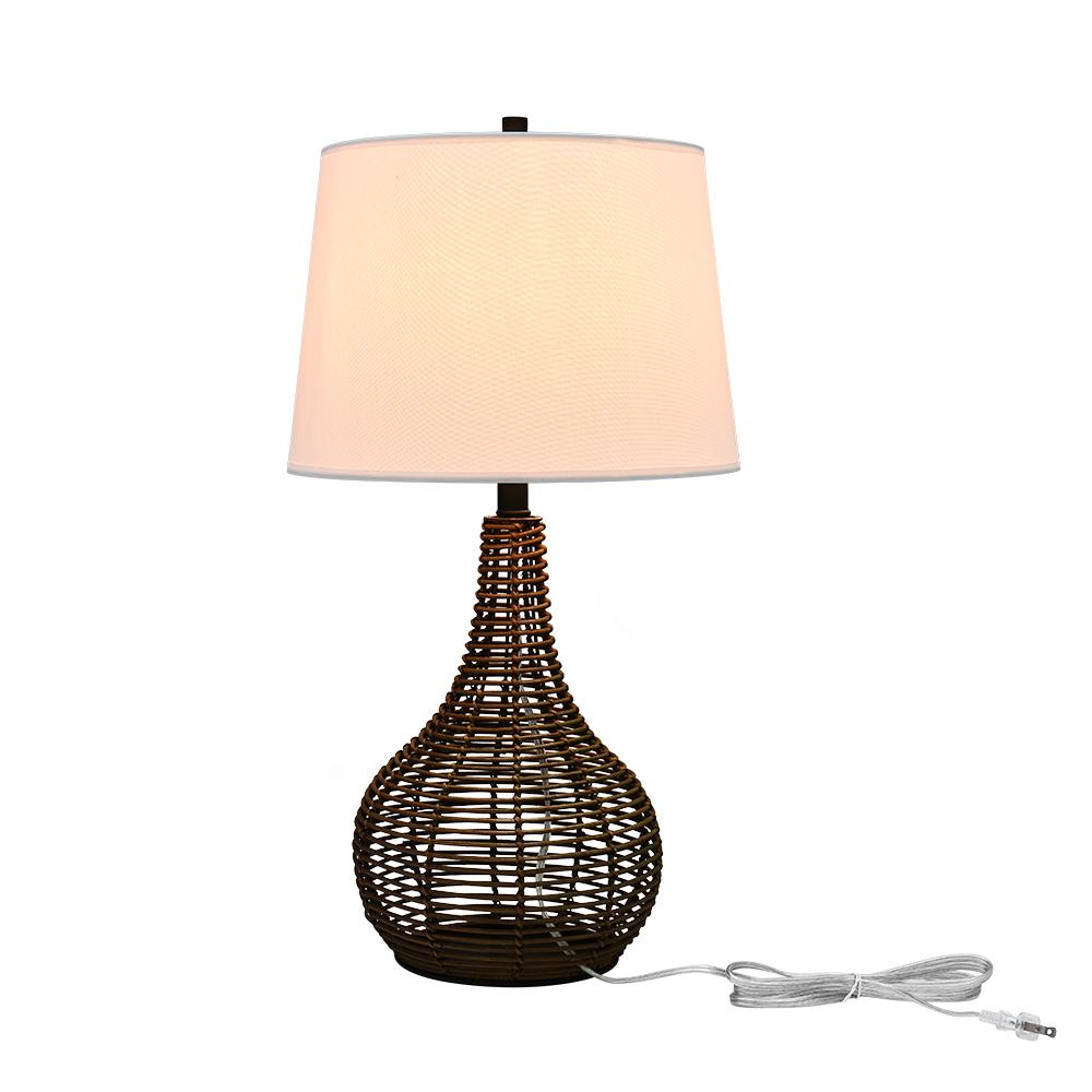 Farmhouze Light-1-Light Brown Rattan Table Lamp-Table Lamp--
