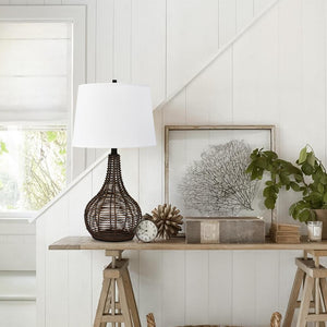 Farmhouze Light-1-Light Brown Rattan Table Lamp-Table Lamp--