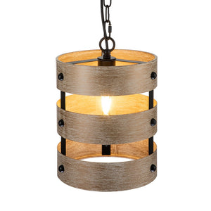 Farmhouze Light-1-Light Faux Wood Cage Pendant Light-Pendant--