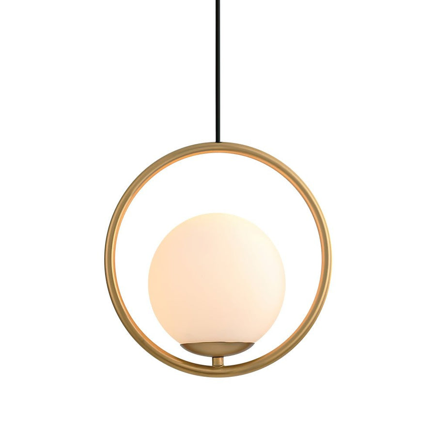 Farmhouze Light-1-Light Gold Circle Opal Glass Globe Pendant Light-Pendant-S-