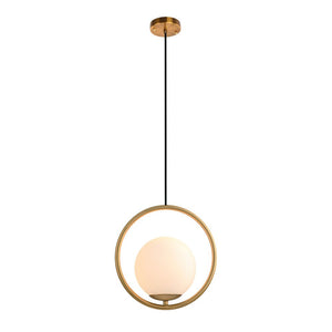 Farmhouze Light-1-Light Gold Circle Opal Glass Globe Pendant Light-Pendant-S-