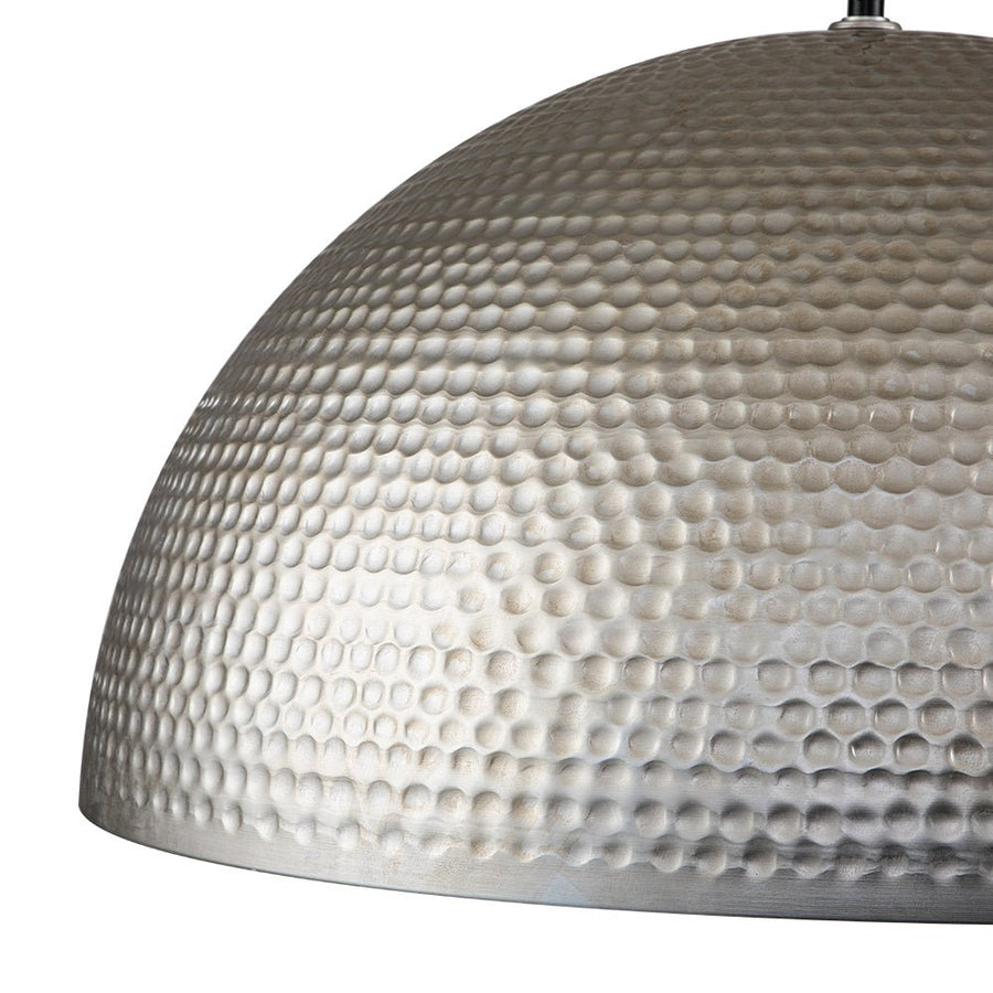 Farmhouze Light-1-Light Hammered Metal Oversized Dome Pendant Light-Chandelier-Distressed Silver-