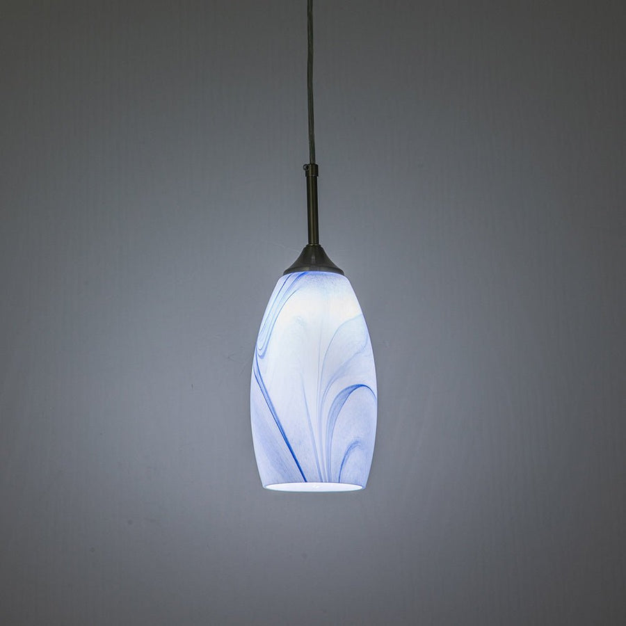 Farmhouze Light-1-Light Mini Glass-bonded Mica Pendant Light-Pendant-1-Light-Blue