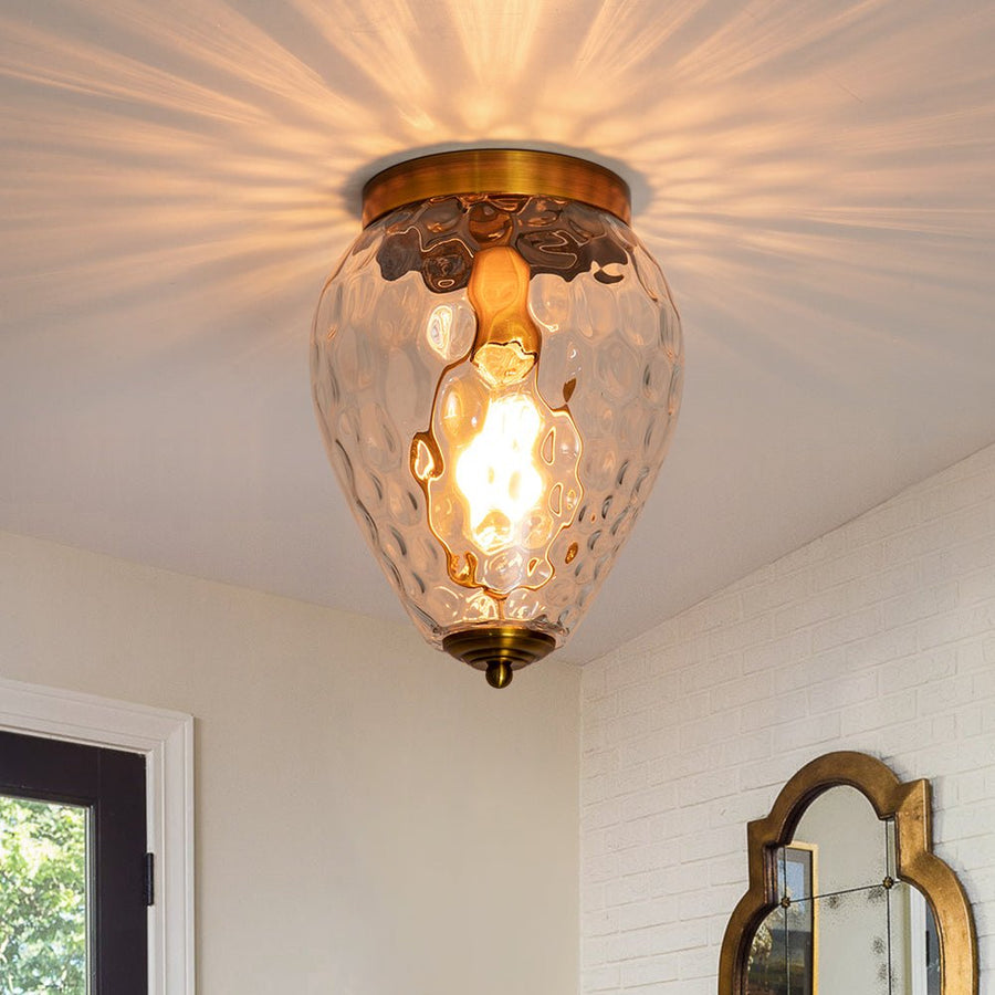 Farmhouze Light-1-Light Vintage Water Glass Flush Mount Ceiling Light-Ceiling Light-Gold-