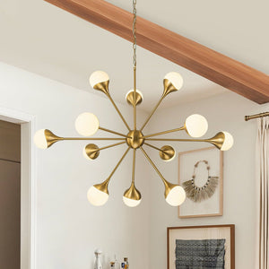 Farmhouze Light-12-Light Mid-century Brass Sphere Sputnik Chandelier-Chandelier-Brass-