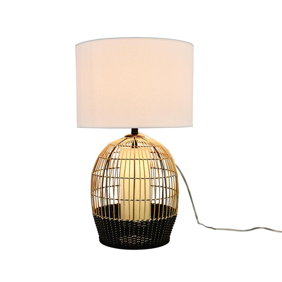 Farmhouze Light-2-Light Rattan Basket Table Lamp-Table Lamp--