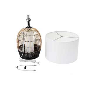Farmhouze Light-2-Light Rattan Basket Table Lamp-Table Lamp--
