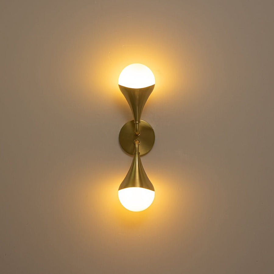 Farmhouze Light-2-Light Up Down Opal Glass Globe Wall Sconce-Wall Sconce-2-Light-Brass