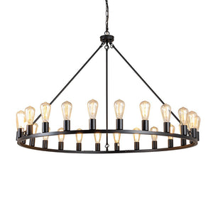 Aiwen Wagon wheel 24-Light Black Industrial LED Dry Rated Chandelier in the  Chandeliers department at