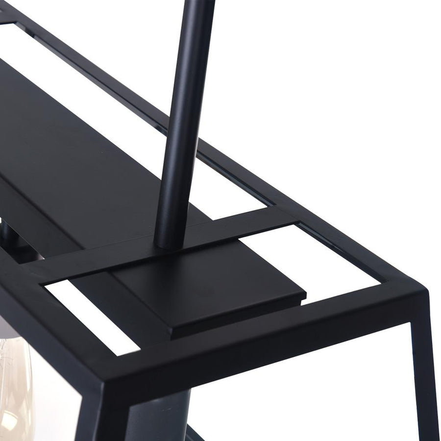 Farmhouze Light-3-light Lantern Black Rectangle Chandelier-Chandelier--