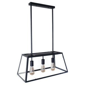 Farmhouze Light-3-light Lantern Black Rectangle Chandelier-Chandelier--