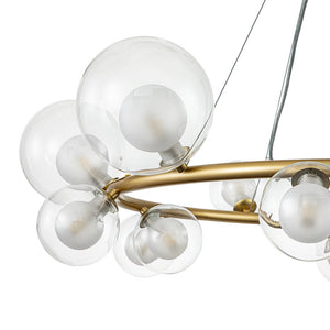 Farmhouze Light-32” Mid-Century Glass Bubble Wagon Wheel Chandelier-Chandelier-Brass-