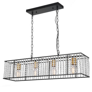 Farmhouze Light-4-Light Black Rectangle Crystal Chandelier-Chandelier--