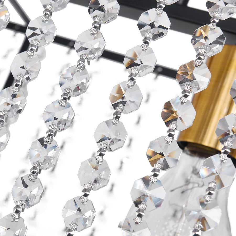 Farmhouze Light-4-Light Black Rectangle Crystal Chandelier-Chandelier--