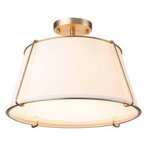 Farmhouze Light-4-Light Linen Drum Semi Flush Ceiling Light-Ceiling Light-Brass-