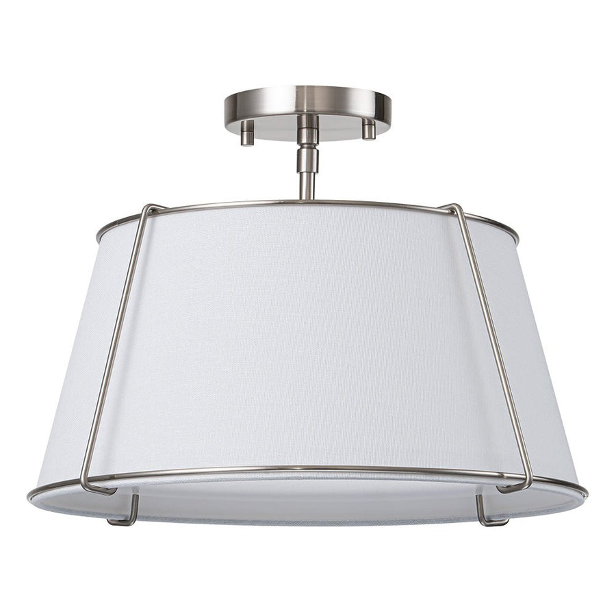 Farmhouze Light-4-Light Linen Drum Semi Flush Ceiling Light-Ceiling Light-Nickel (Pre-Order)-