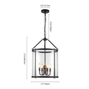 Farmhouze Light-4-Light Vintage Glass Cylinder Lantern Pendant Light-Pendant-Black-