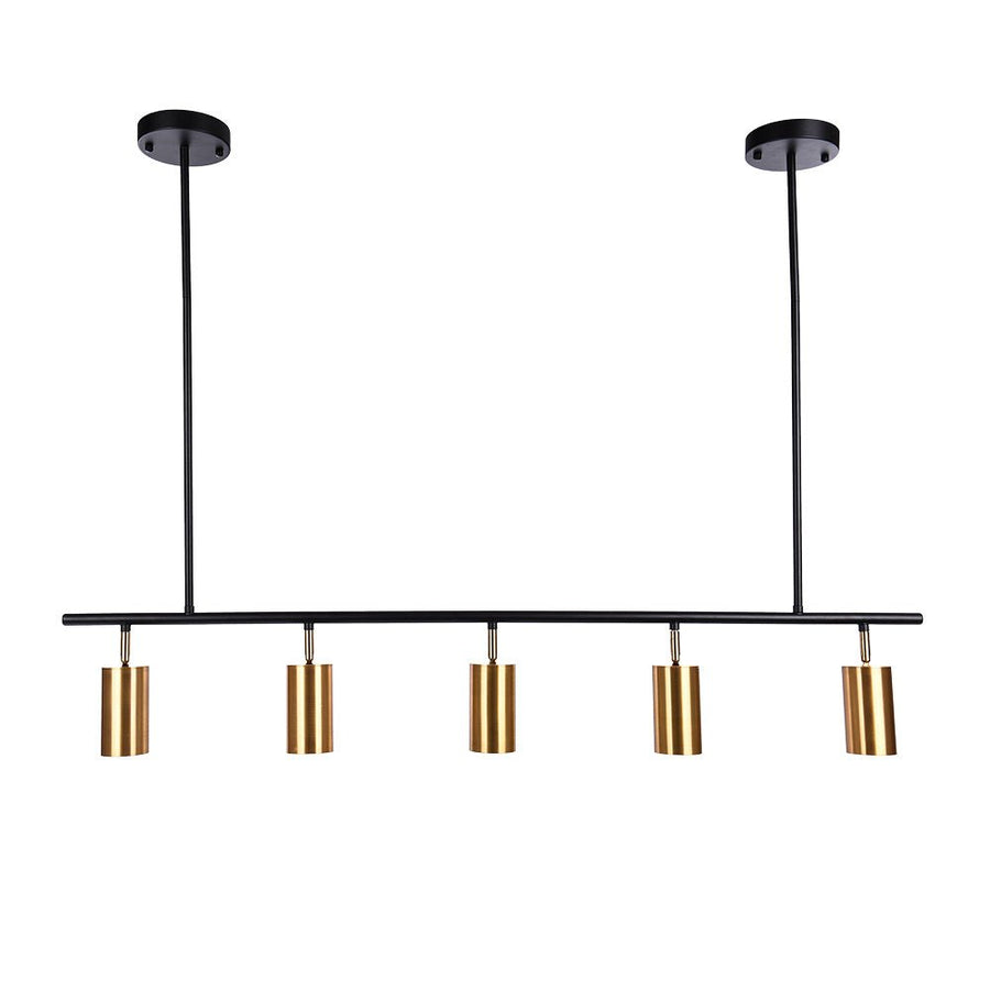 Farmhouze Light-5-Light Adjustable Kitchen Island Track Lighting-Chandelier-Black+Gold-