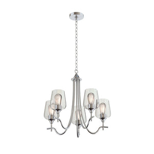Farmhouze Light-5-Light Clear Glass Candle Style Chandelier-Chandelier-Nickel-