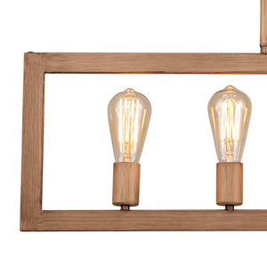 Farmhouze Light-5-Light Industrial Metal Rectangle Frame Kitchen Island Pendant-Chandelier-Wood-like-5-Light