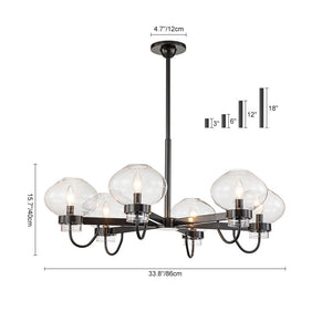 Farmhouze Light-6-Light Clear Glass Shade Sputnik Chandelier-Chandelier-Brass-