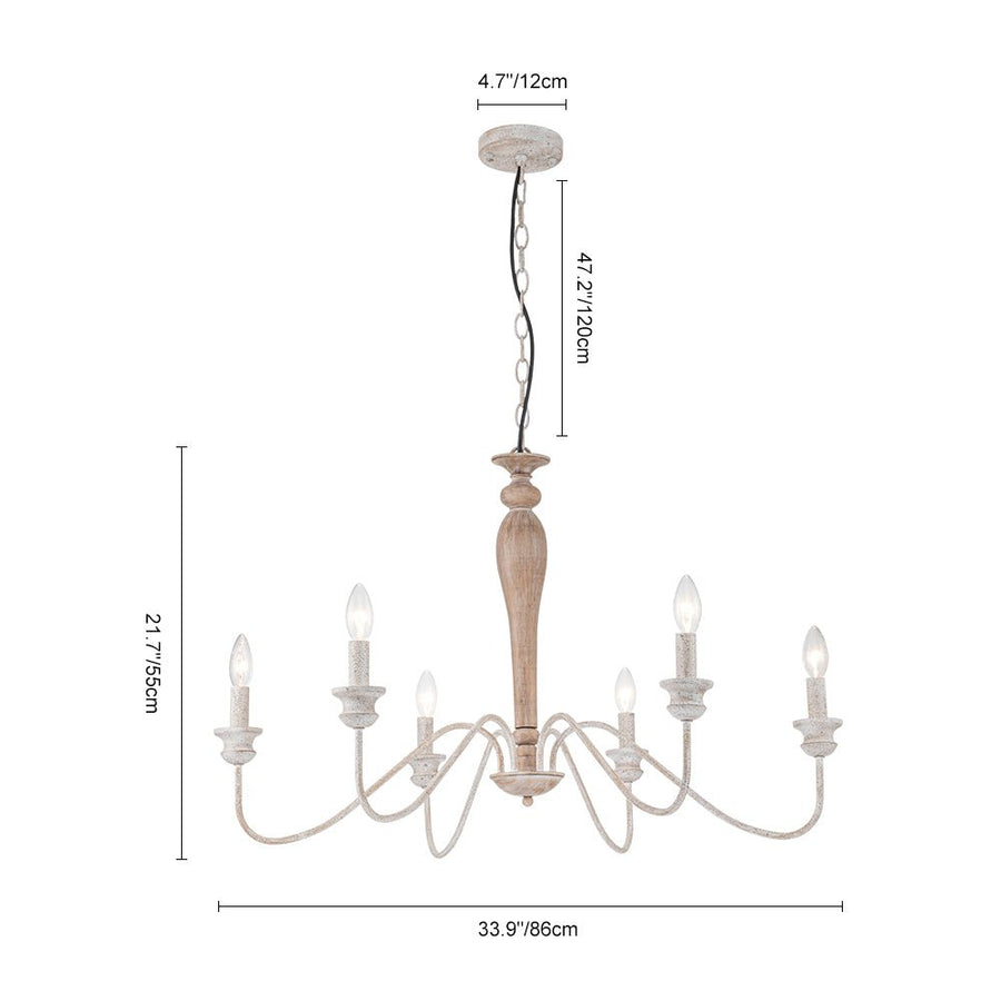 Farmhouze Light-6-Light Rustic Shabby Chic Candle Style Chandelier-Chandelier--