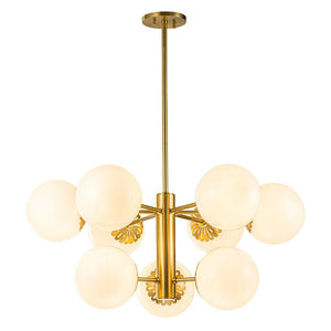 Farmhouze Light-Aged Brass Sputnik Milky Glass Globe Chandelier-Chandelier-6-Light-