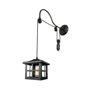 Farmhouze Light-Black Square Pulley Wall Sconce-Wall Sconce--