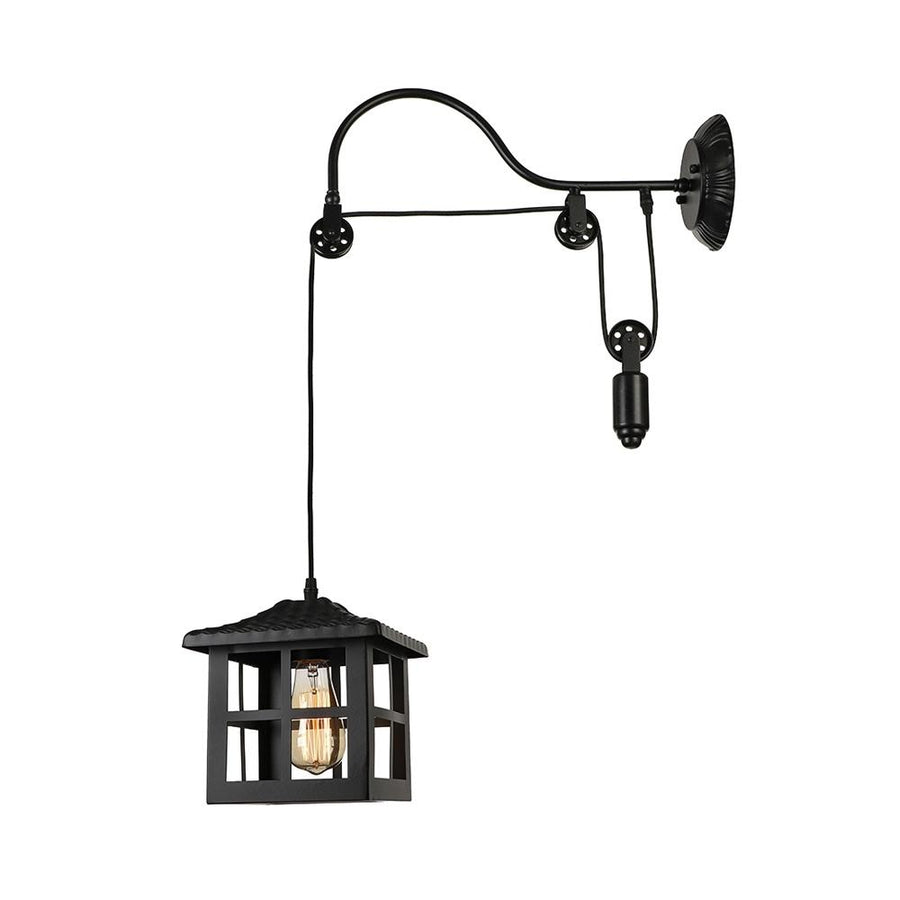 Farmhouze Light-Black Square Pulley Wall Sconce-Wall Sconce--