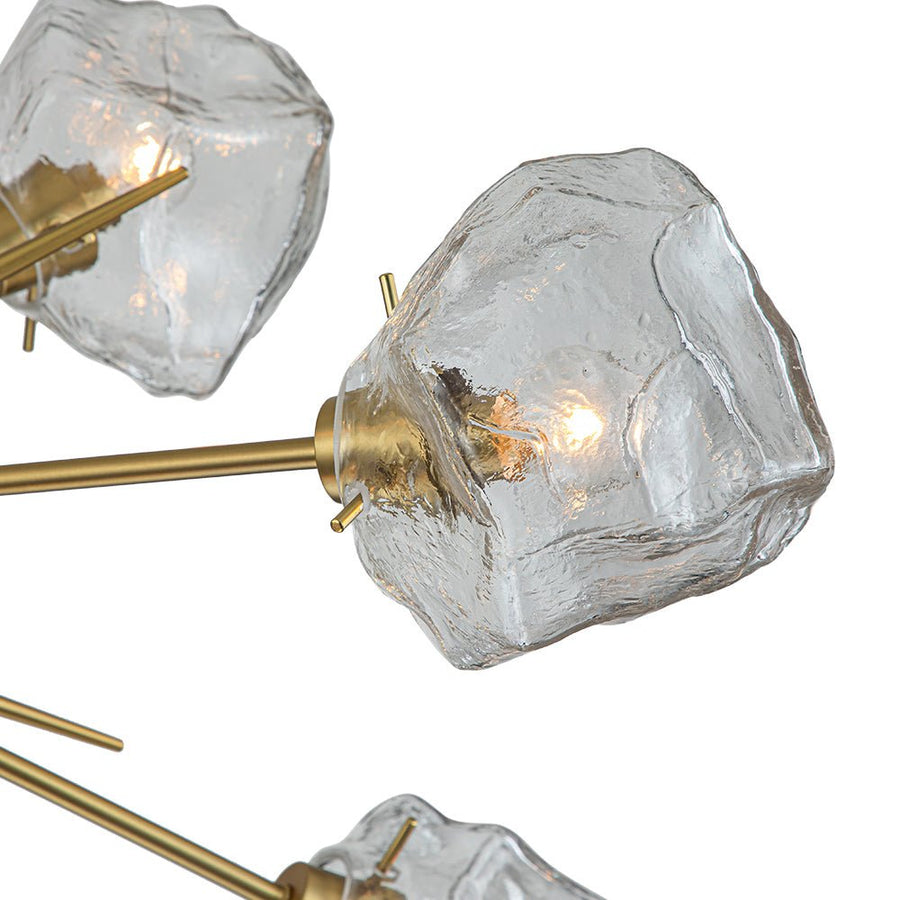 Farmhouze Light-Brass 12-Light Ice Glass Shade Sputnik Chandelier-Chandelier-12-Light-Brass
