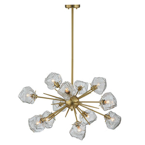 Farmhouze Light-Brass 12-Light Ice Glass Shade Sputnik Chandelier-Chandelier-12-Light-Brass