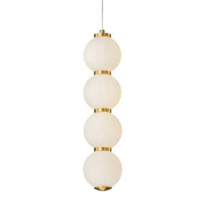 Farmhouze Light-Brass 4-Light LED Milky Glass Dango Globe Pendant Light-Pendant-Brass-4-Light