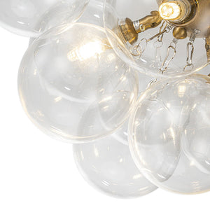 Farmhouze Light-Brass Glass Globe Cluster Bubble Semi-Flush Mount-Ceiling Light-Brass-