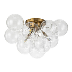 Farmhouze Light-Brass Glass Globe Cluster Bubble Semi-Flush Mount-Ceiling Light-Brass-