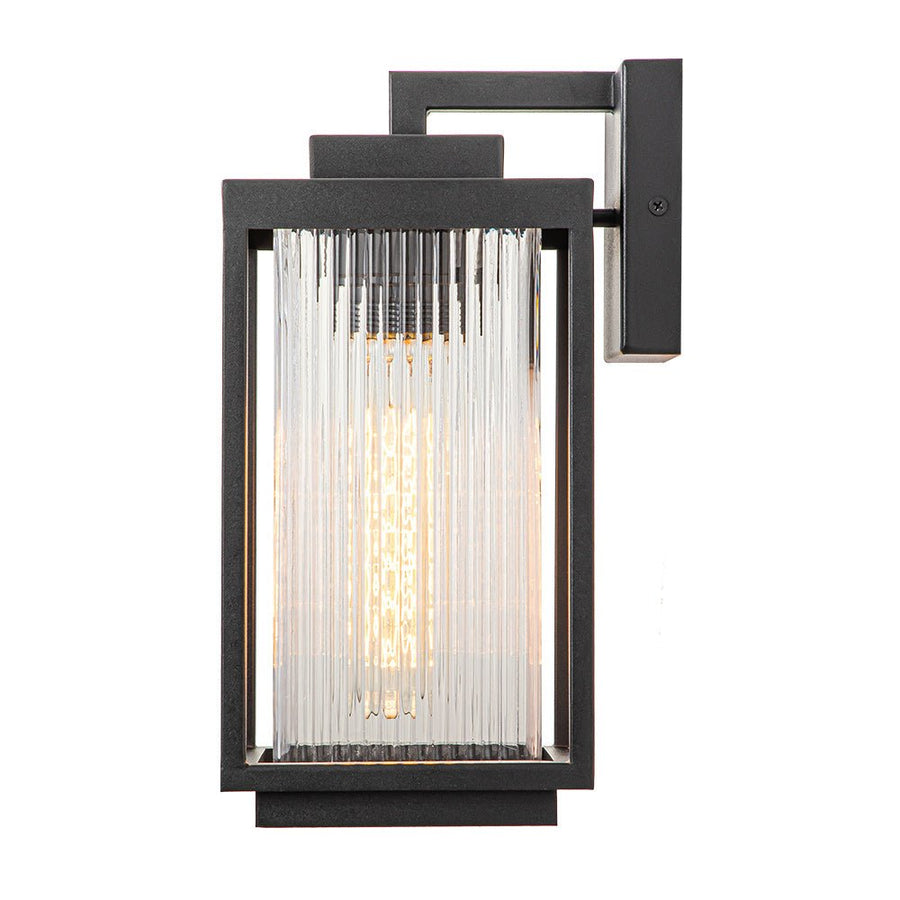 SATCO 1-Light Outdoor Wall Lantern Sconce – White Finish With Clear Seed Glass, E26 Base, 60W Max