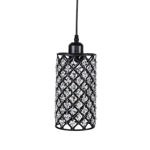 Farmhouze Light-Crystal Bead Cylinder Pendant Light-Pendant-Black-