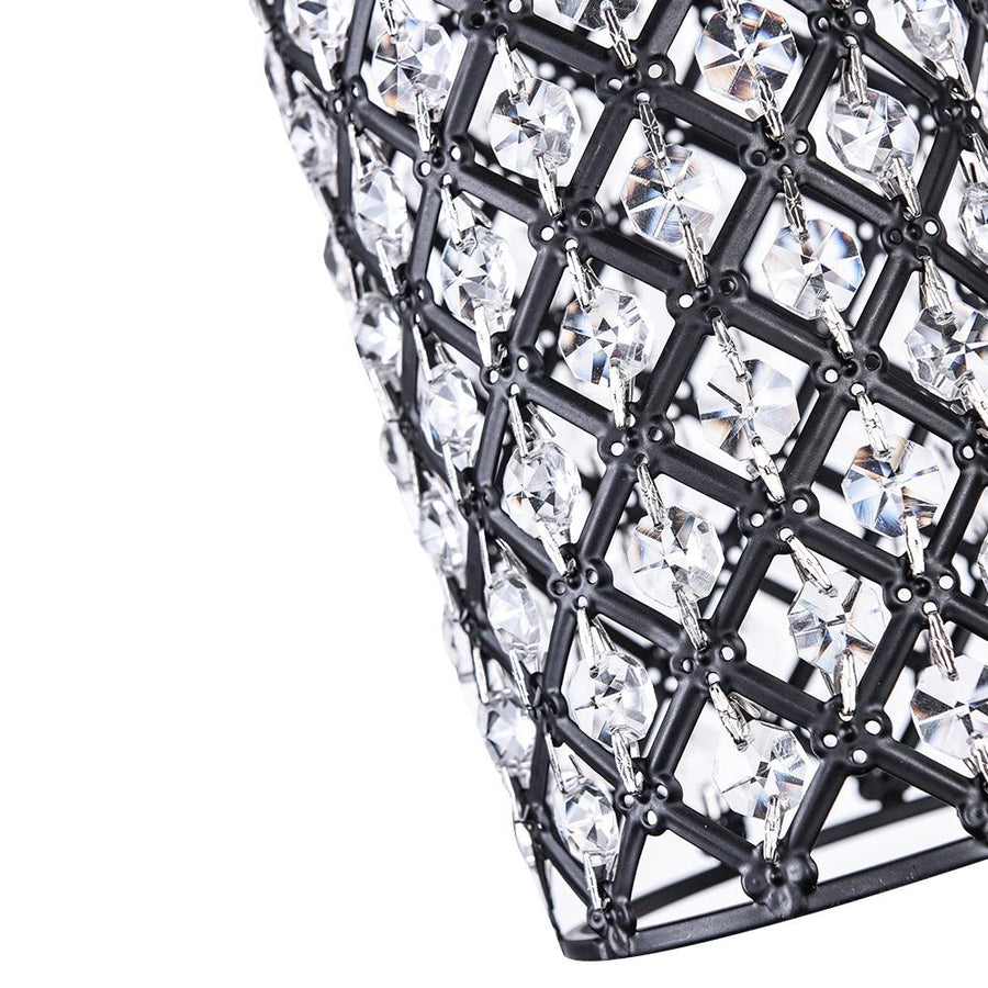 Farmhouze Light-Crystal Bead Cylinder Pendant Light-Pendant-Black-